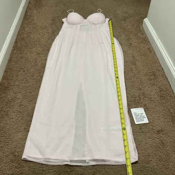 ASOS DESIGN US 6 Petite Cupped Paneled Chiffon Midi Pencil Dress w Cut Out - Picture 3 of 9